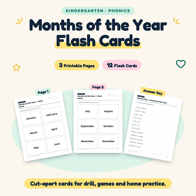Months of the Year Flash Cards | Kindergarten (12 Cards) — cover
