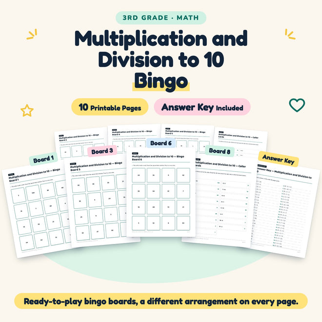 Multiplication and Division to 10 Bingo | 3rd Grade Math — cover