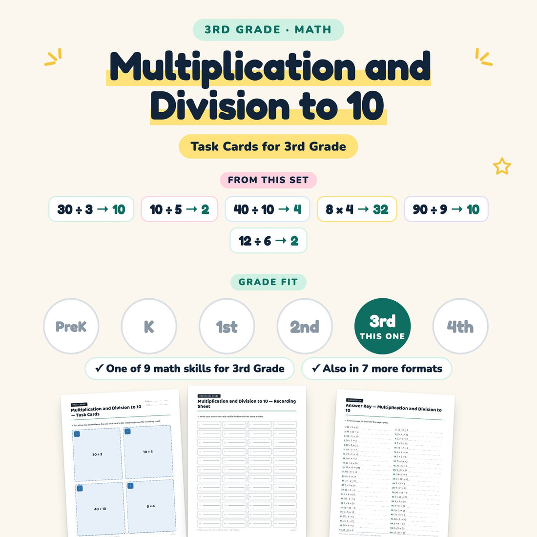 Multiplication and Division to 10: skill and grade fit