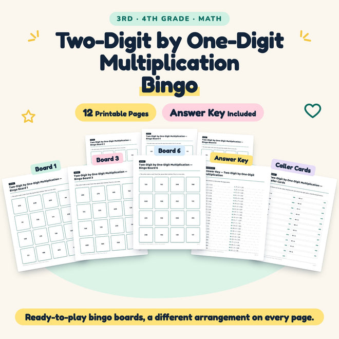 Two-Digit by One-Digit Multiplication Bingo | 3rd–4th Grade — cover