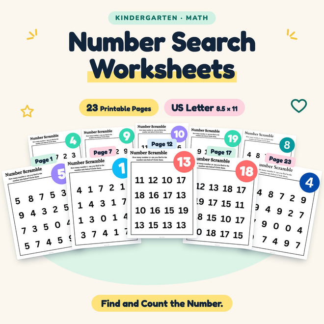 Number Search Worksheets — cover