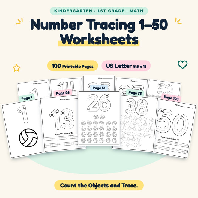Number Tracing 1–50 — cover