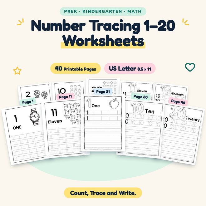 Number Tracing 1–20 — cover