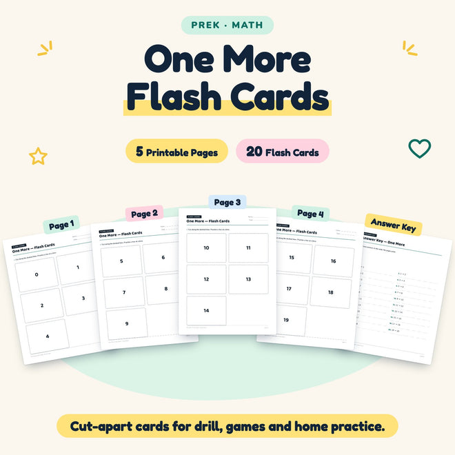 One More Flash Cards | Preschool Math (20 Cards) — cover