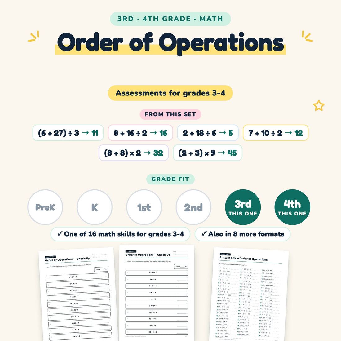 Order of Operations: skill and grade fit