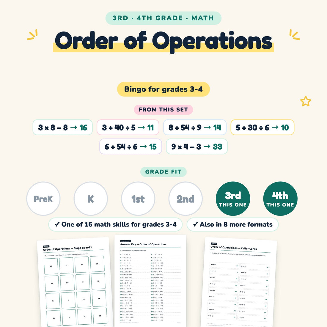 Order of Operations: skill and grade fit