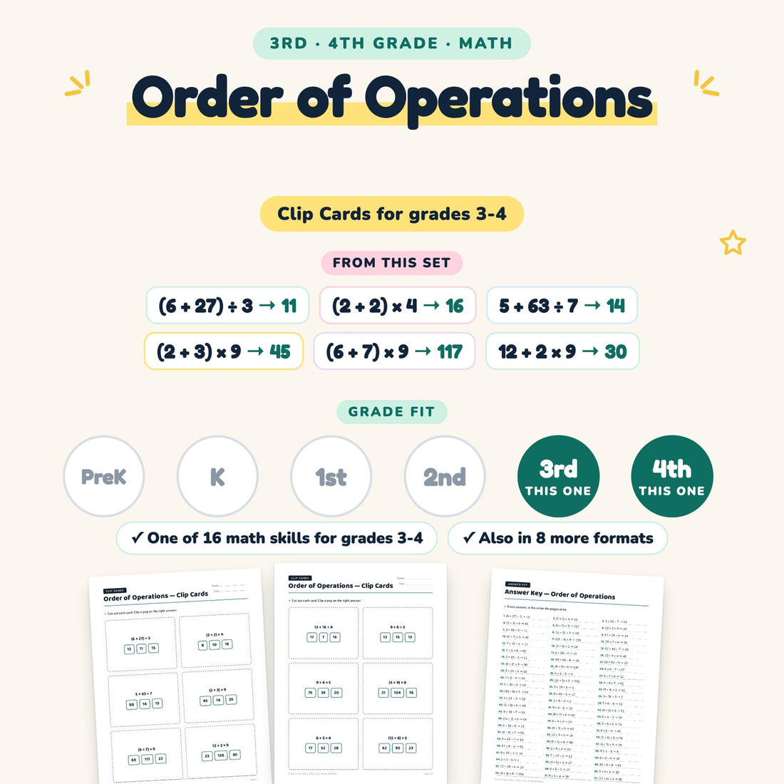 Order of Operations: skill and grade fit