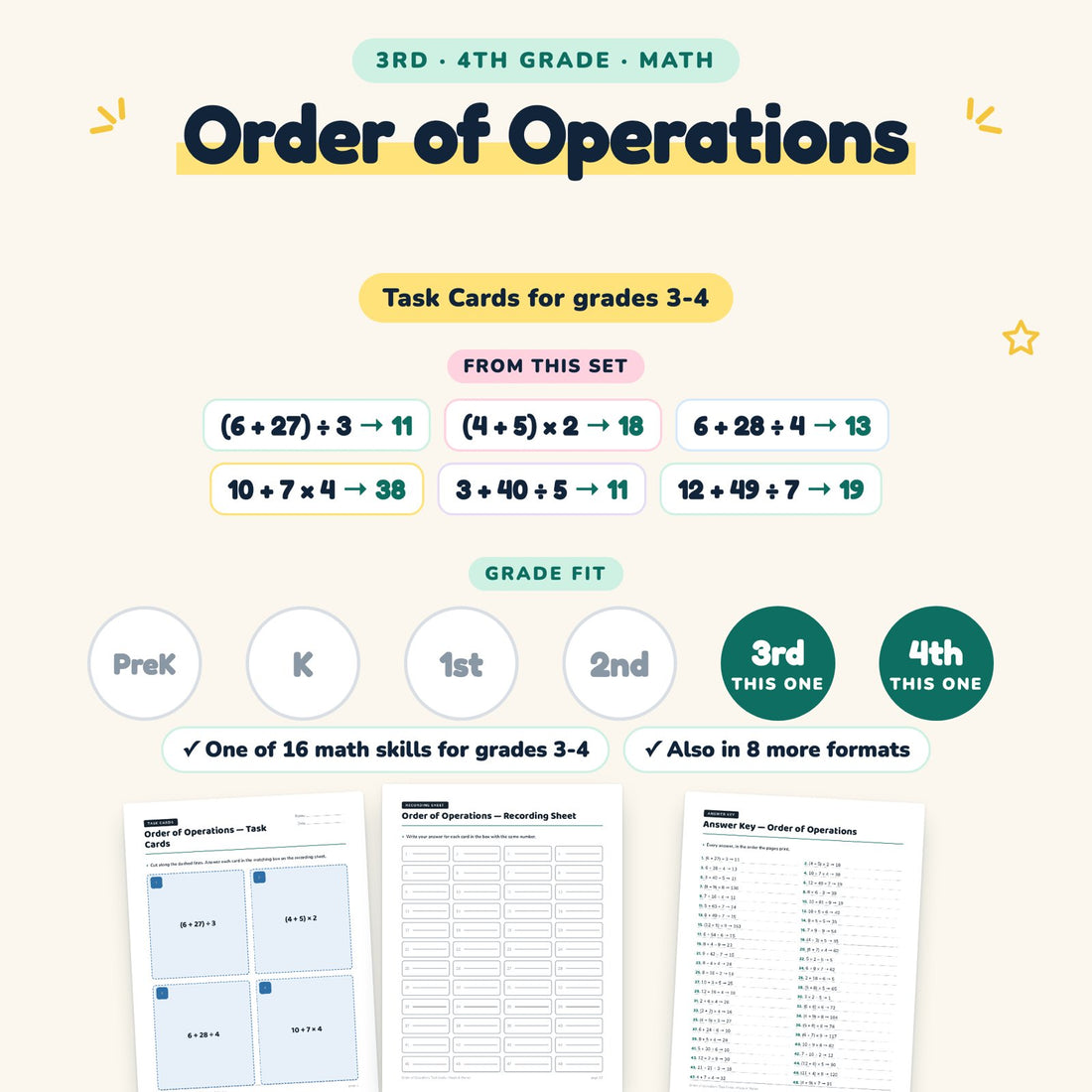 Order of Operations: skill and grade fit