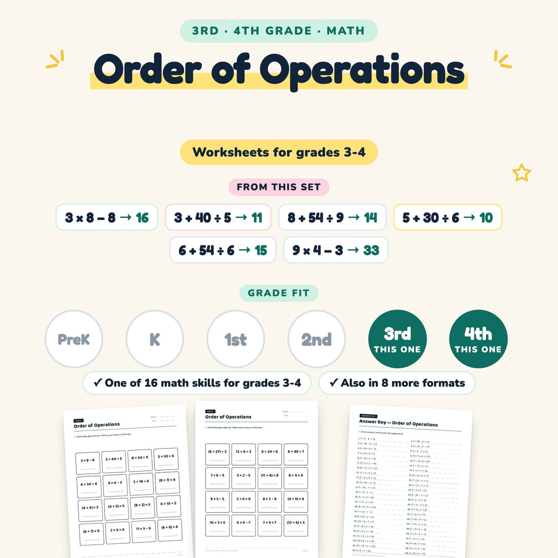 Order of Operations: skill and grade fit