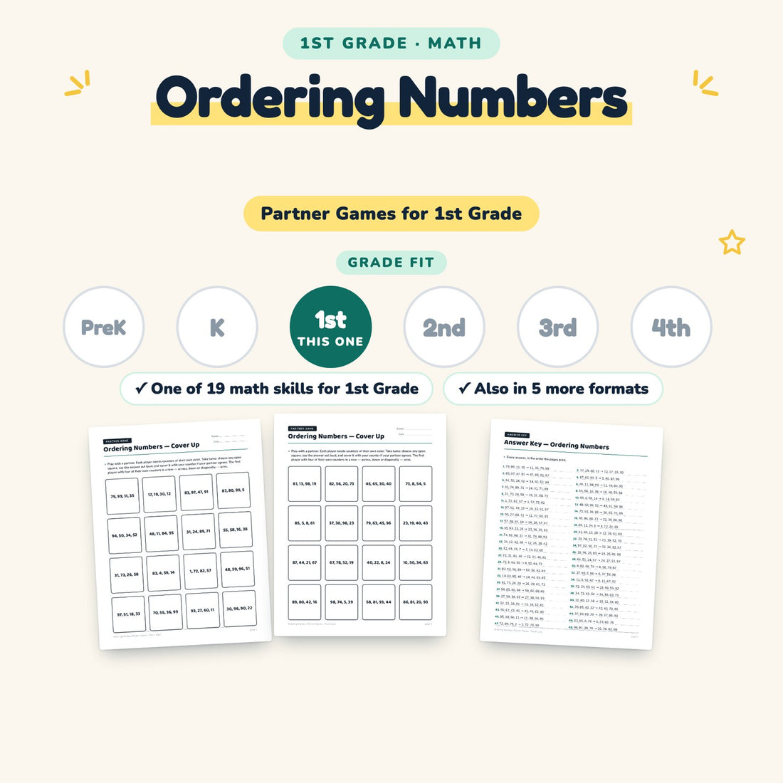 Ordering Numbers: skill and grade fit