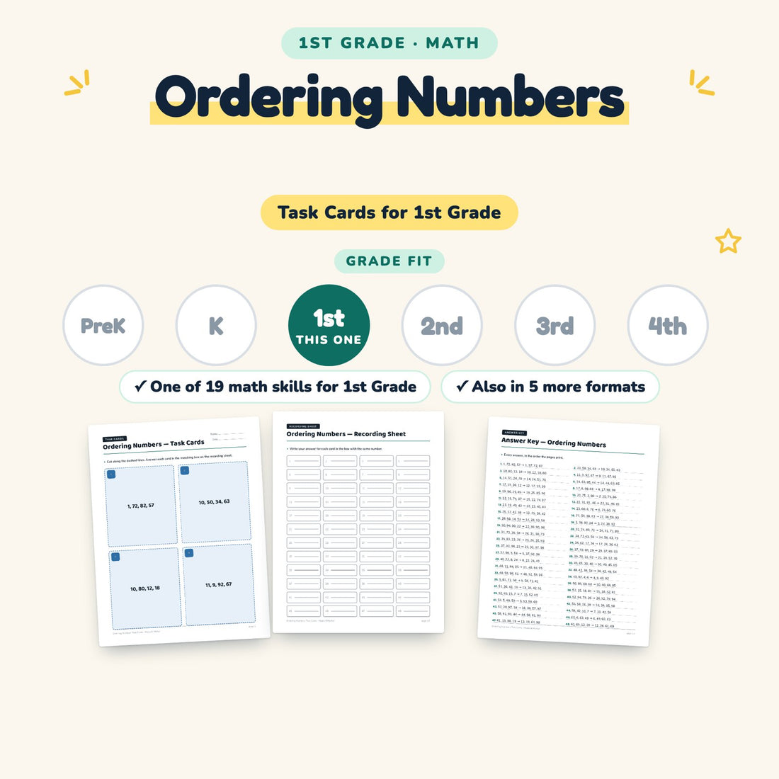 Ordering Numbers: skill and grade fit