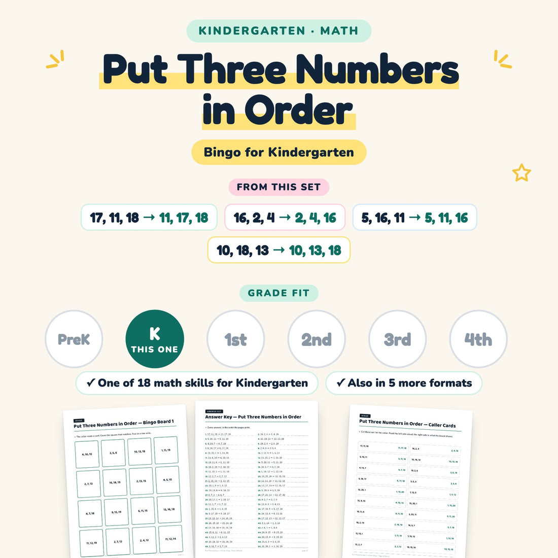 Put Three Numbers in Order: skill and grade fit