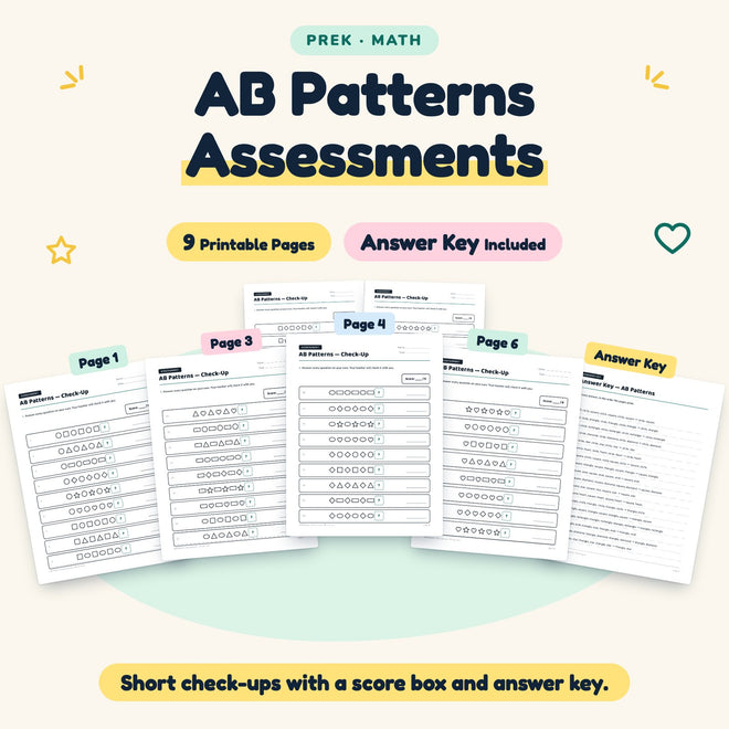 AB Patterns Assessments | Preschool Math (7 Pages) — cover