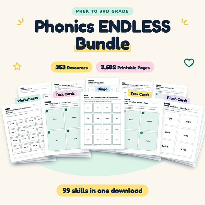 Phonics ENDLESS BUNDLE | Preschool–3rd Grade (3,682 Pages) — cover