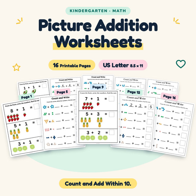 Picture Addition Worksheets — cover