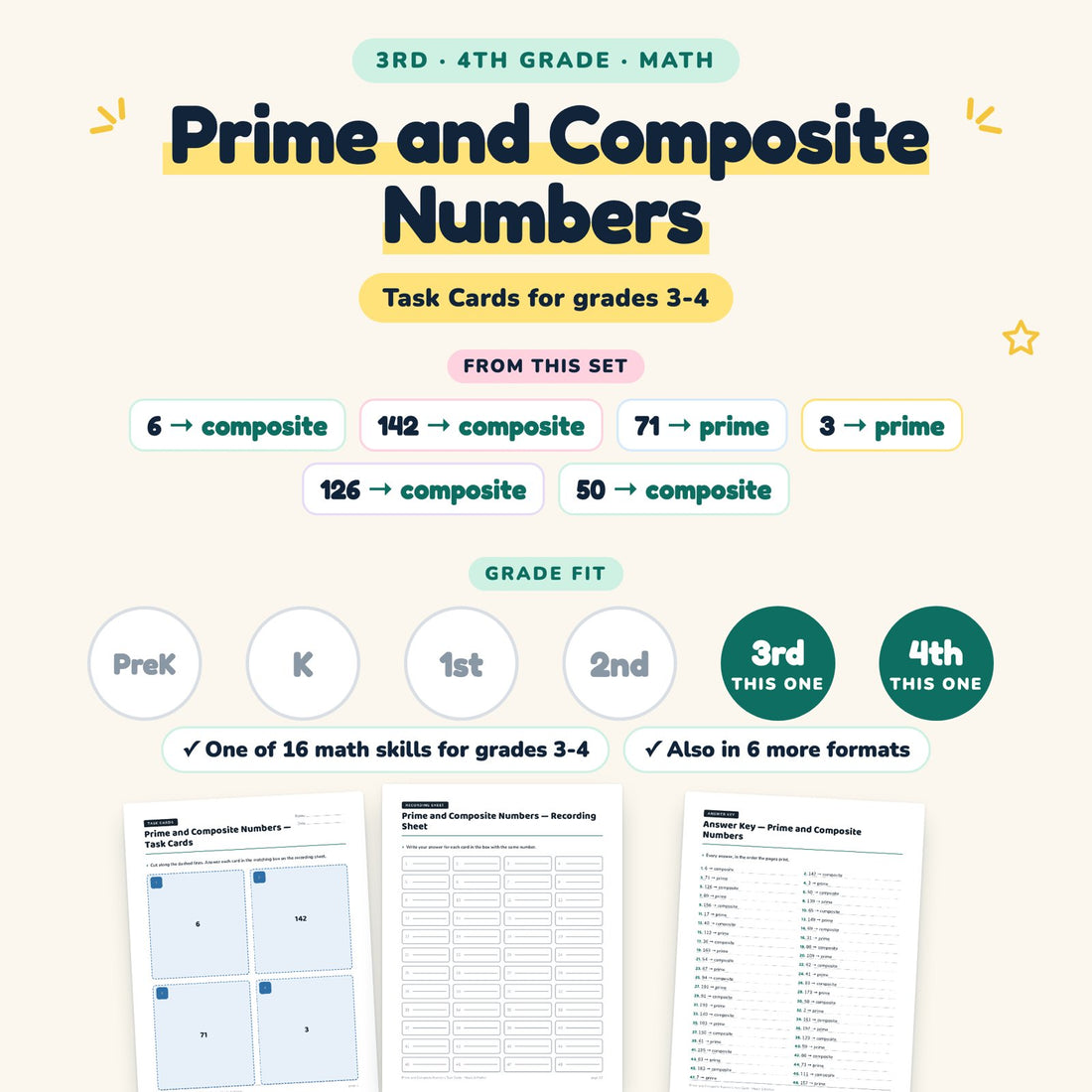 Prime and Composite Numbers: skill and grade fit