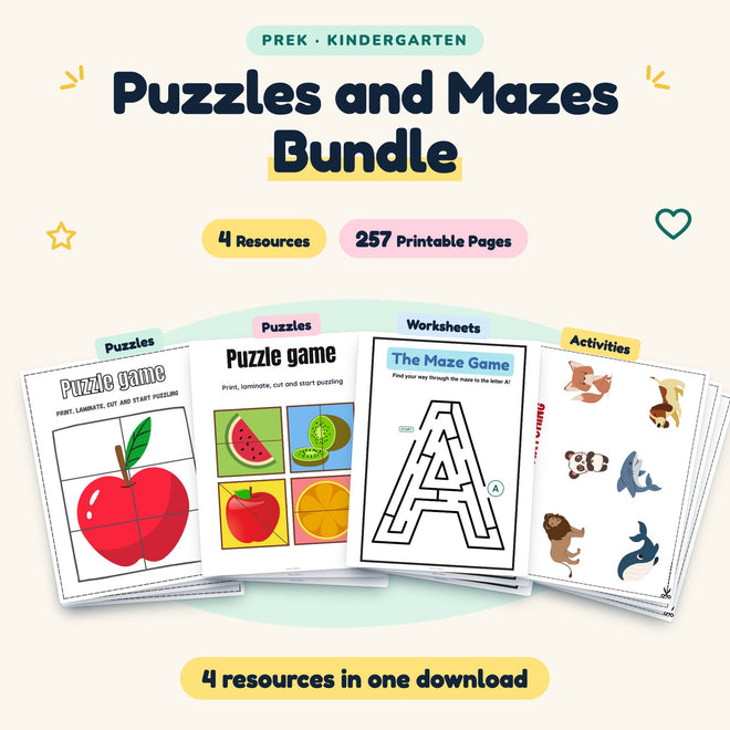 Puzzles and Mazes BUNDLE | PreK–K (4 Resources) — cover