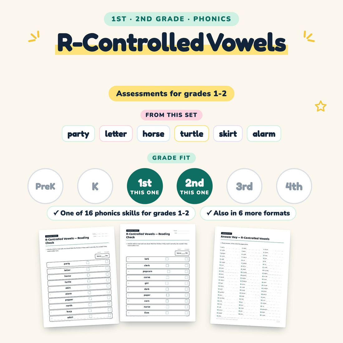 R-Controlled Vowels: skill and grade fit