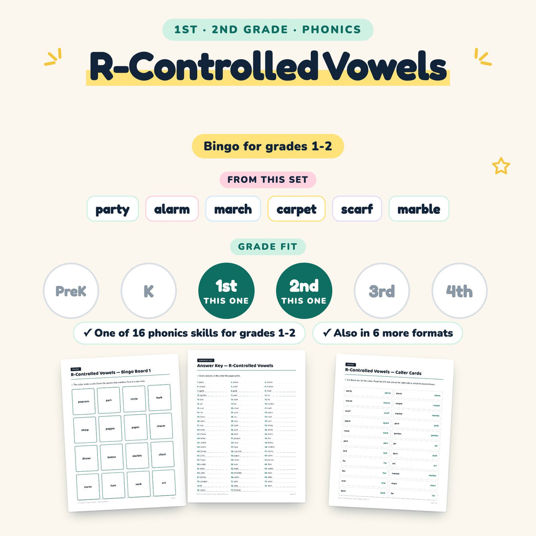 R-Controlled Vowels: skill and grade fit