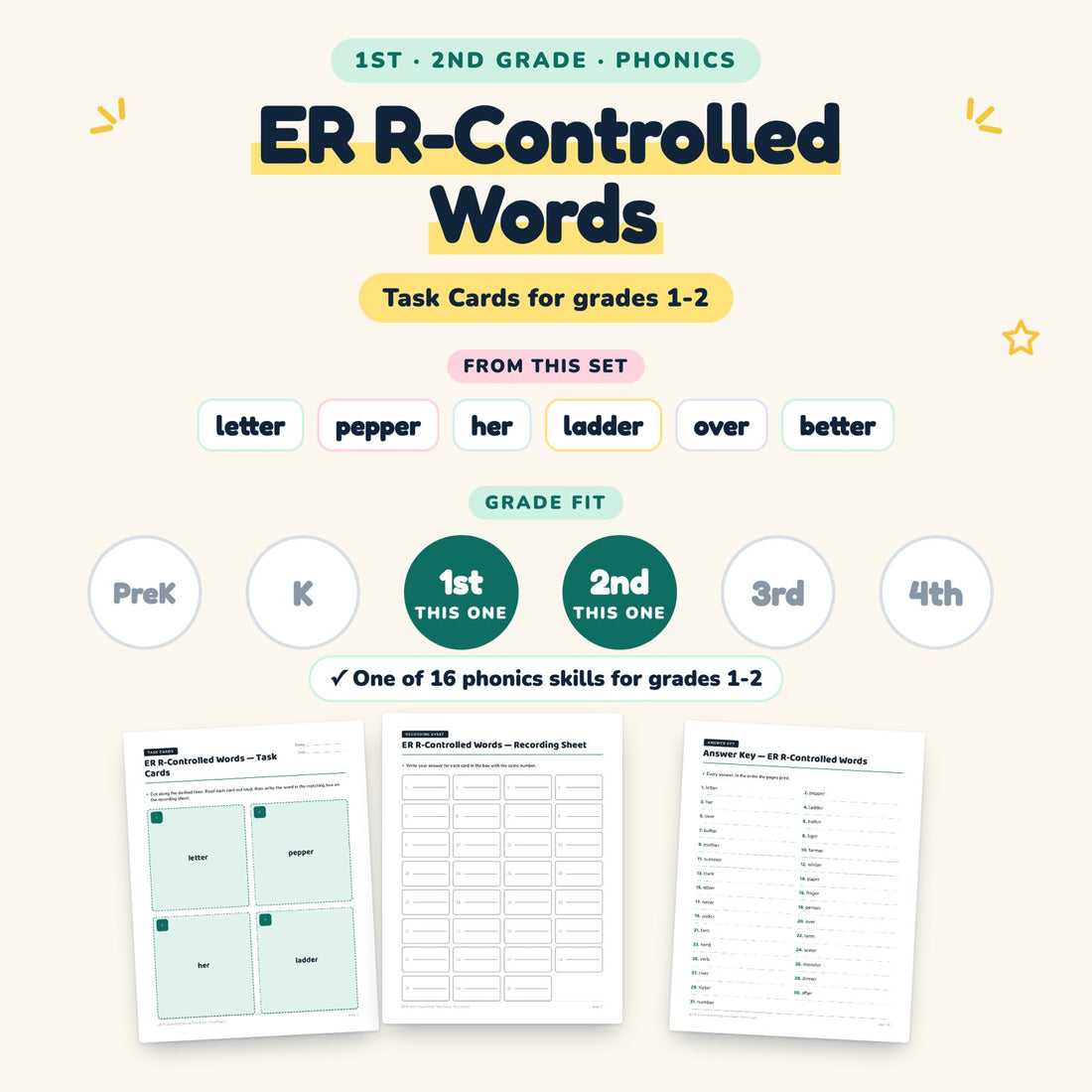 ER R-Controlled Words: skill and grade fit