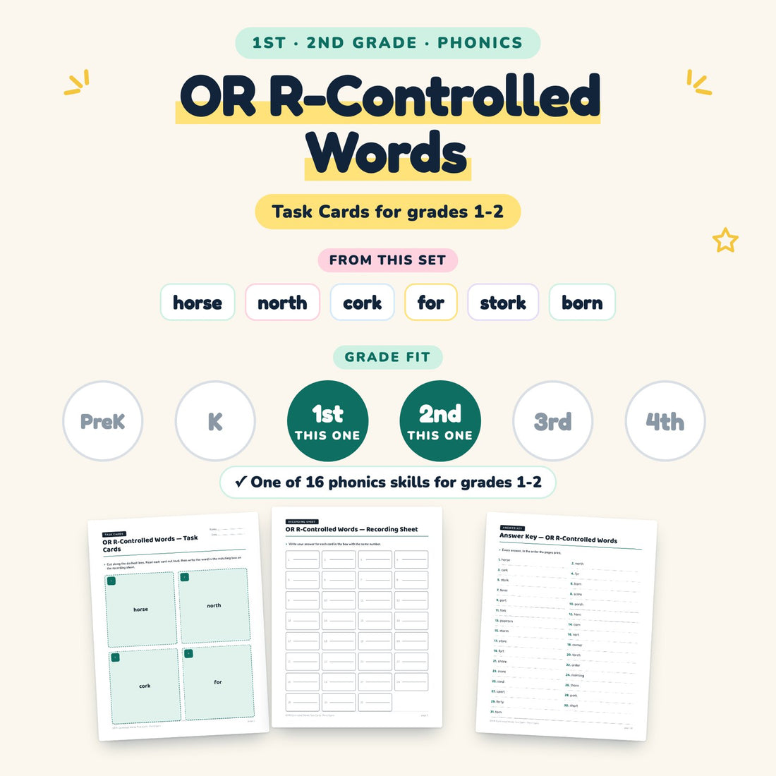 OR R-Controlled Words: skill and grade fit