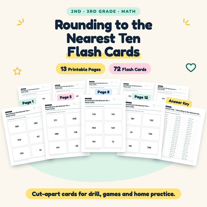 Rounding to the Nearest Ten Flash Cards | 2nd–3rd Grade Math — cover