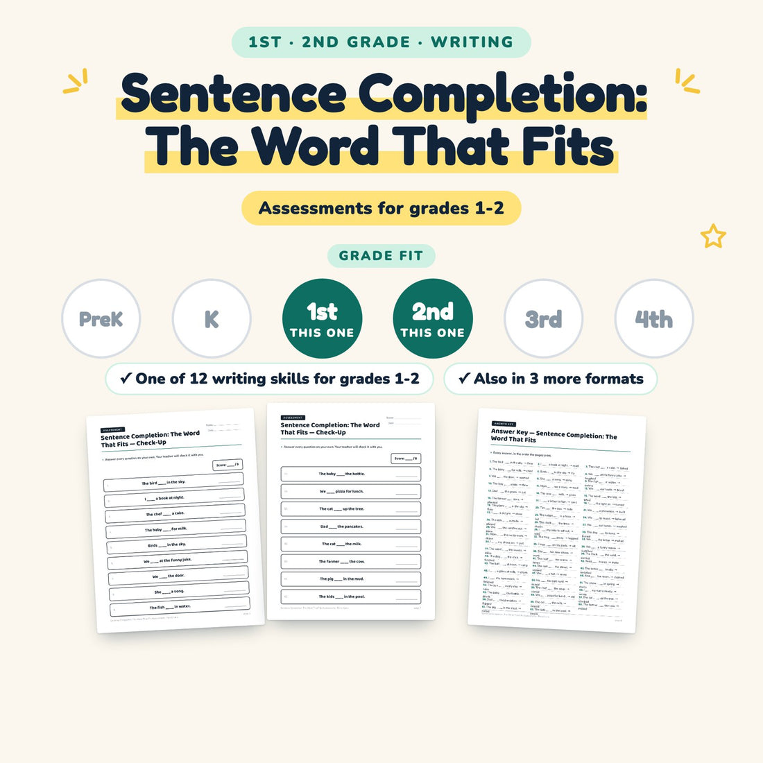 Sentence Completion: The Word That Fits: skill and grade fit