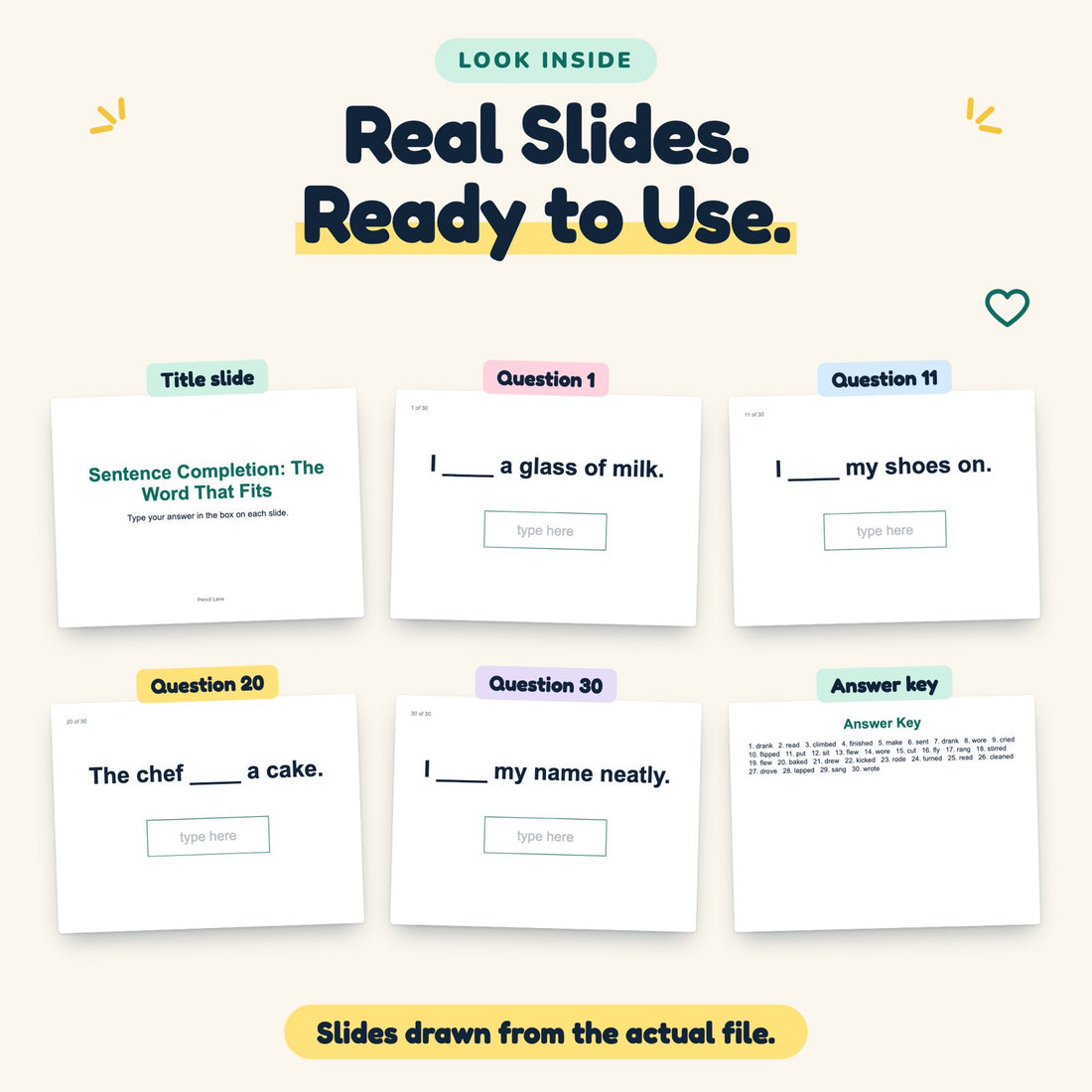 Sentence Completion: The Word That Fits digital deck: look inside