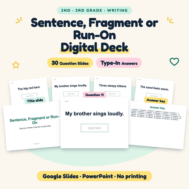 Sentence, Fragment or Run-On Digital | 2nd–3rd Grade — cover