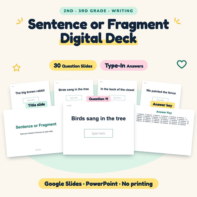 Sentence or Fragment Digital Activity | 2nd–3rd Grade — cover