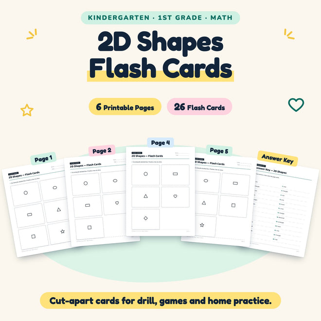 2D Shapes Flash Cards | K–1st Grade Math (26 Cards) — cover