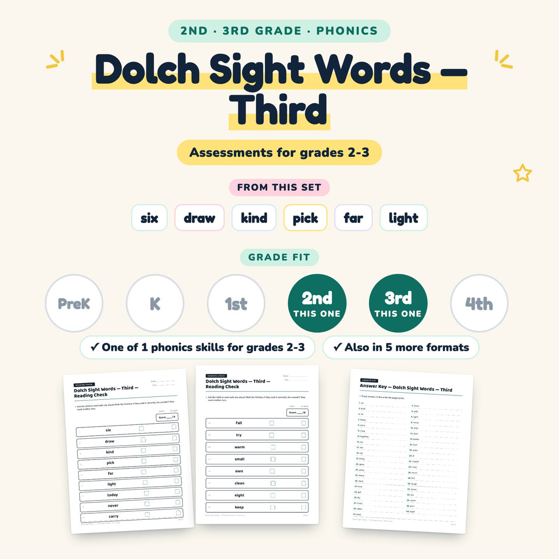 Dolch Sight Words — Third: skill and grade fit
