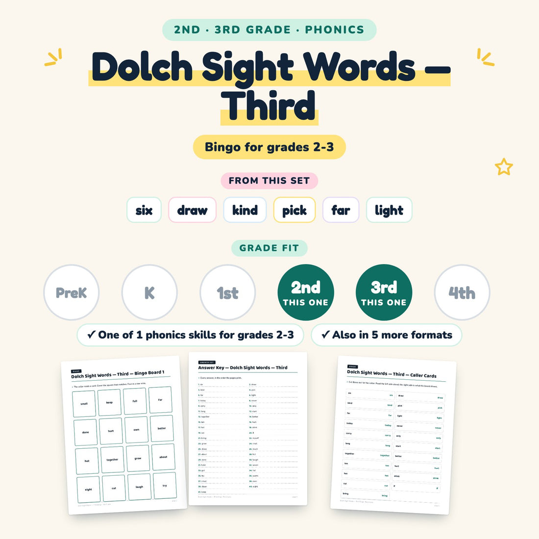 Dolch Sight Words — Third: skill and grade fit