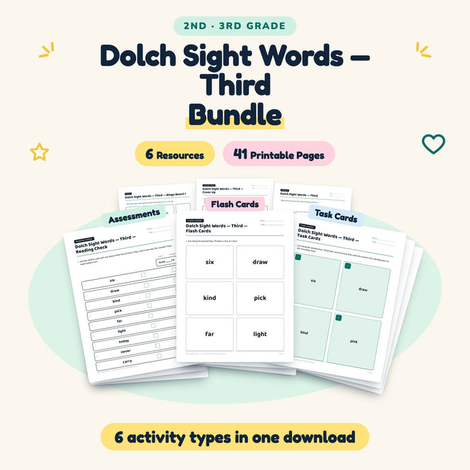 Dolch Third Grade Sight Words Bundle | 2nd–3rd Grade Phonics — cover