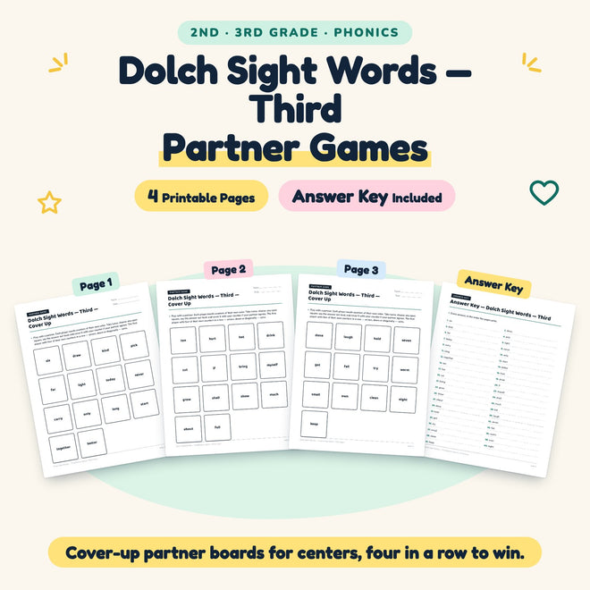 Dolch Third Grade Sight Words Partner Games | 2nd–3rd Grade — cover