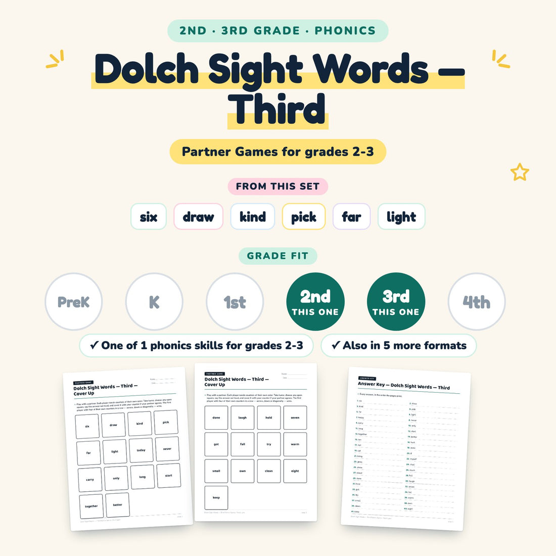 Dolch Sight Words — Third: skill and grade fit