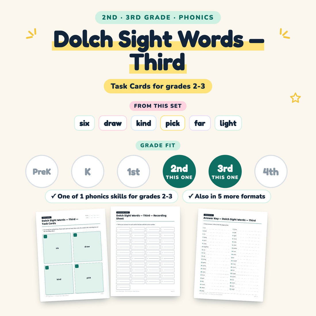 Dolch Sight Words — Third: skill and grade fit