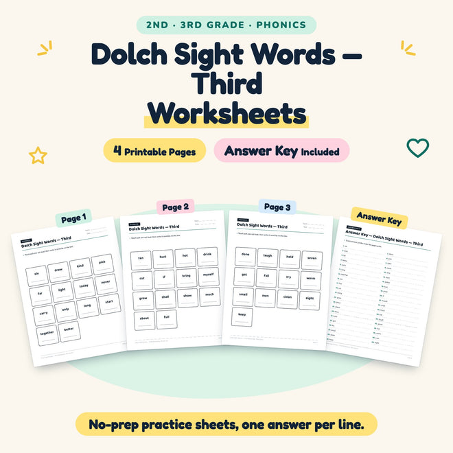 Dolch Third Grade Sight Words Worksheets | 2nd–3rd Grade — cover