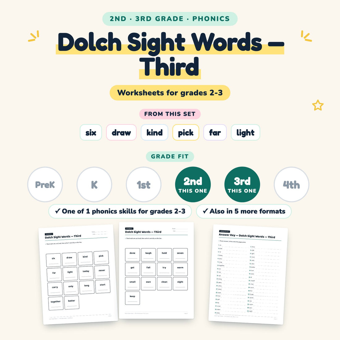 Dolch Sight Words — Third: skill and grade fit