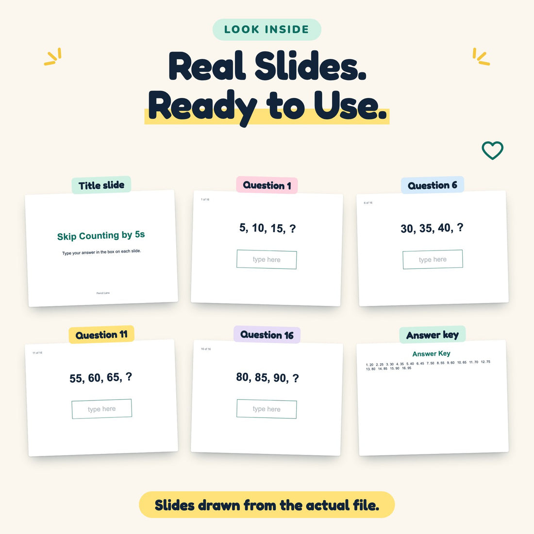 Skip Counting by 5s digital deck: look inside