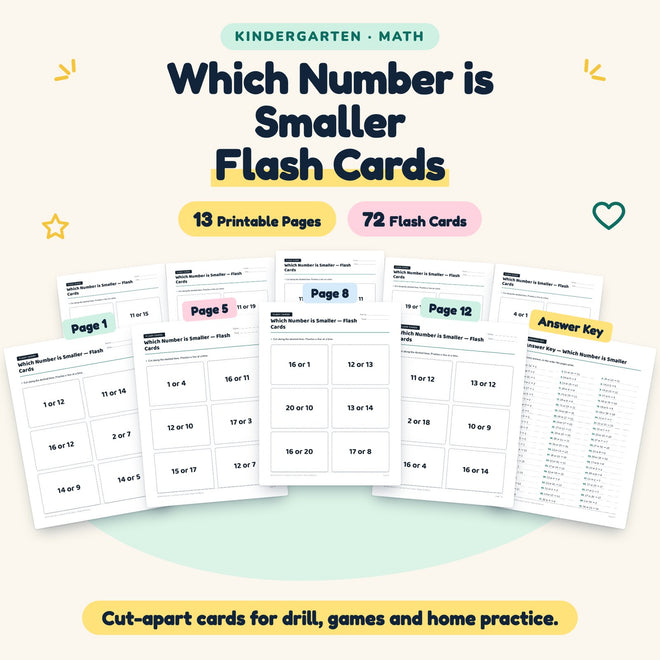 Which Number is Smaller Flash Cards | Kindergarten Math — cover