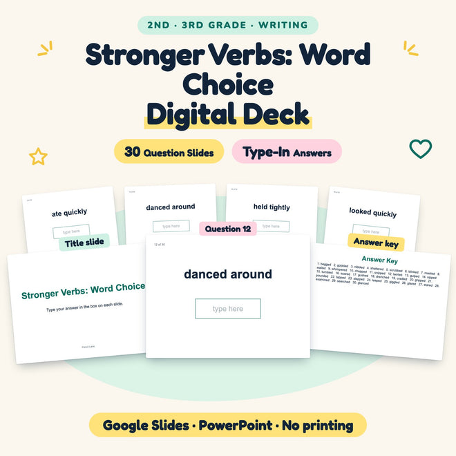 Stronger Verbs: Word Choice Digital Activity | 2nd–3rd Grade — cover
