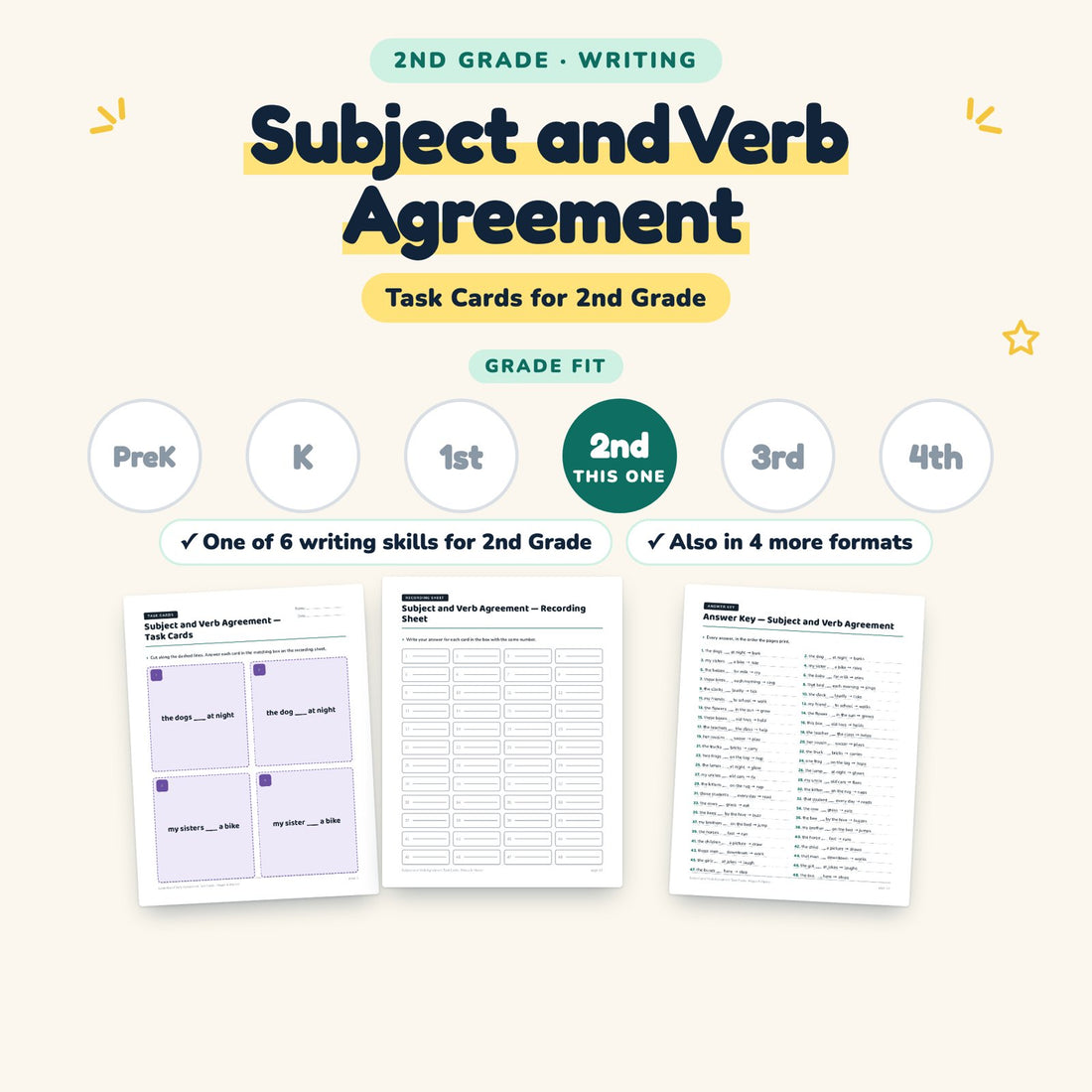 Subject and Verb Agreement: skill and grade fit