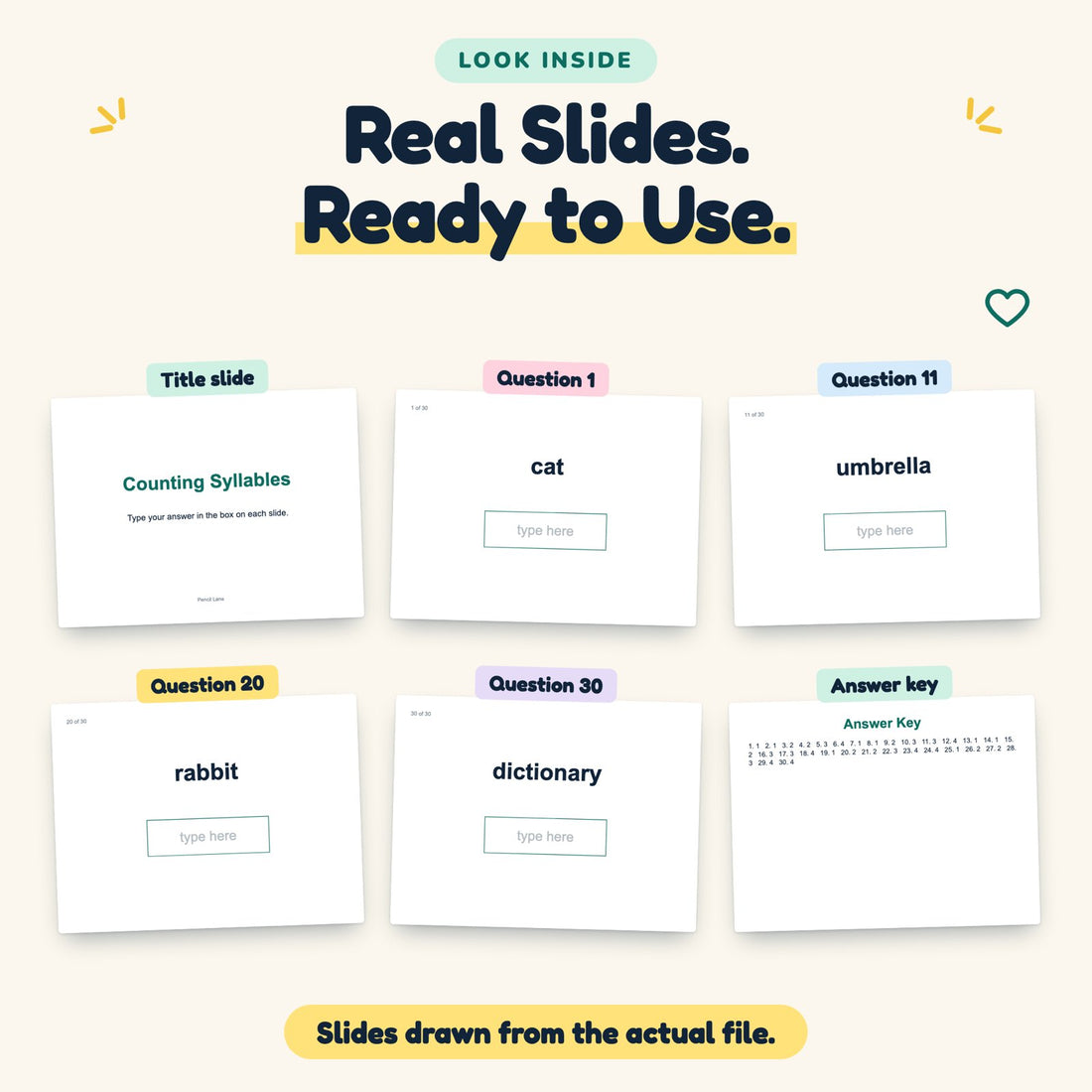 Counting Syllables digital deck: look inside