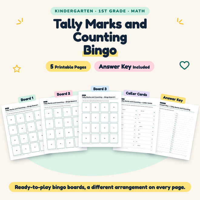Tally Marks and Counting Bingo | K–1st Grade Math (5 Pages) — cover