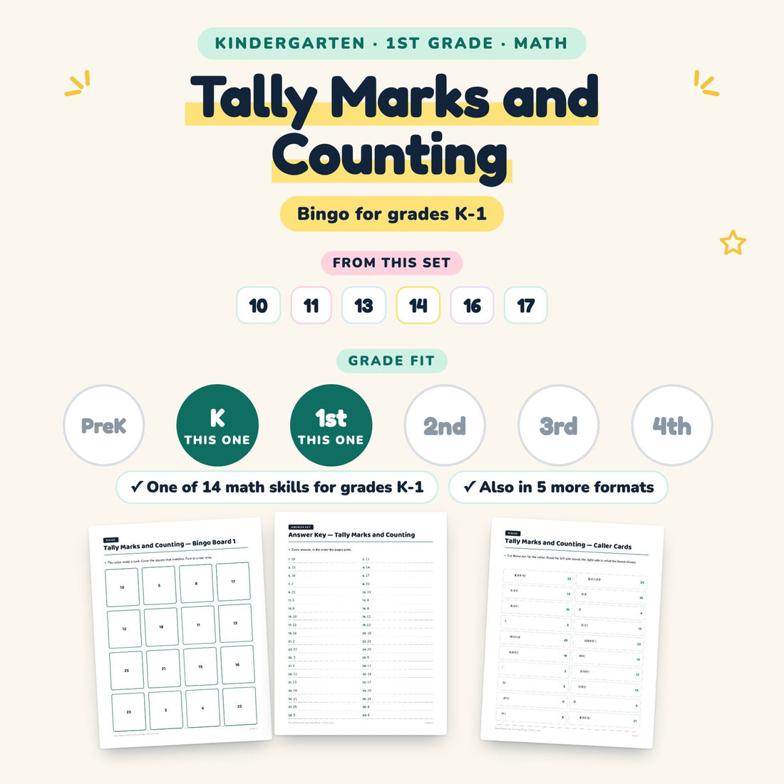 Tally Marks and Counting: skill and grade fit