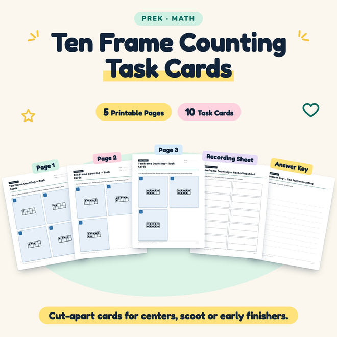 Ten Frame Counting Task Cards | Preschool Math (10 Cards) — cover