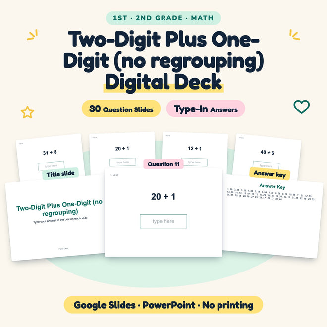 Two-Digit Plus One-Digit Digital Activity | 1st–2nd Grade — cover