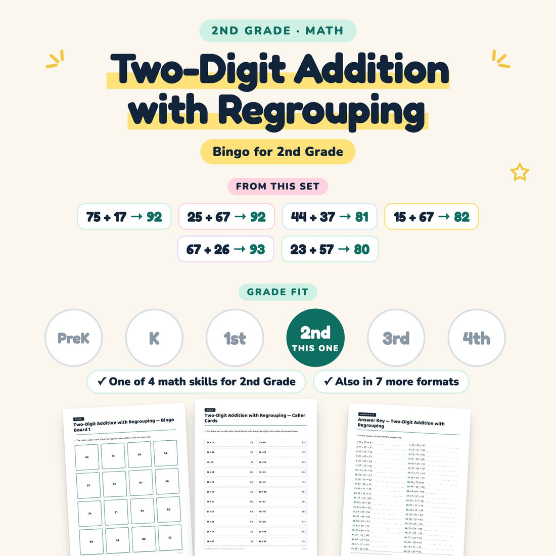 Two-Digit Addition with Regrouping: skill and grade fit