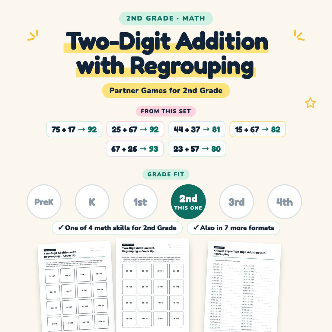 Two-Digit Addition with Regrouping: skill and grade fit